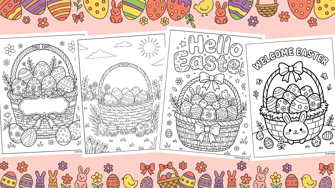 21 Free Easter basket Coloring Pages (PDF Printables)