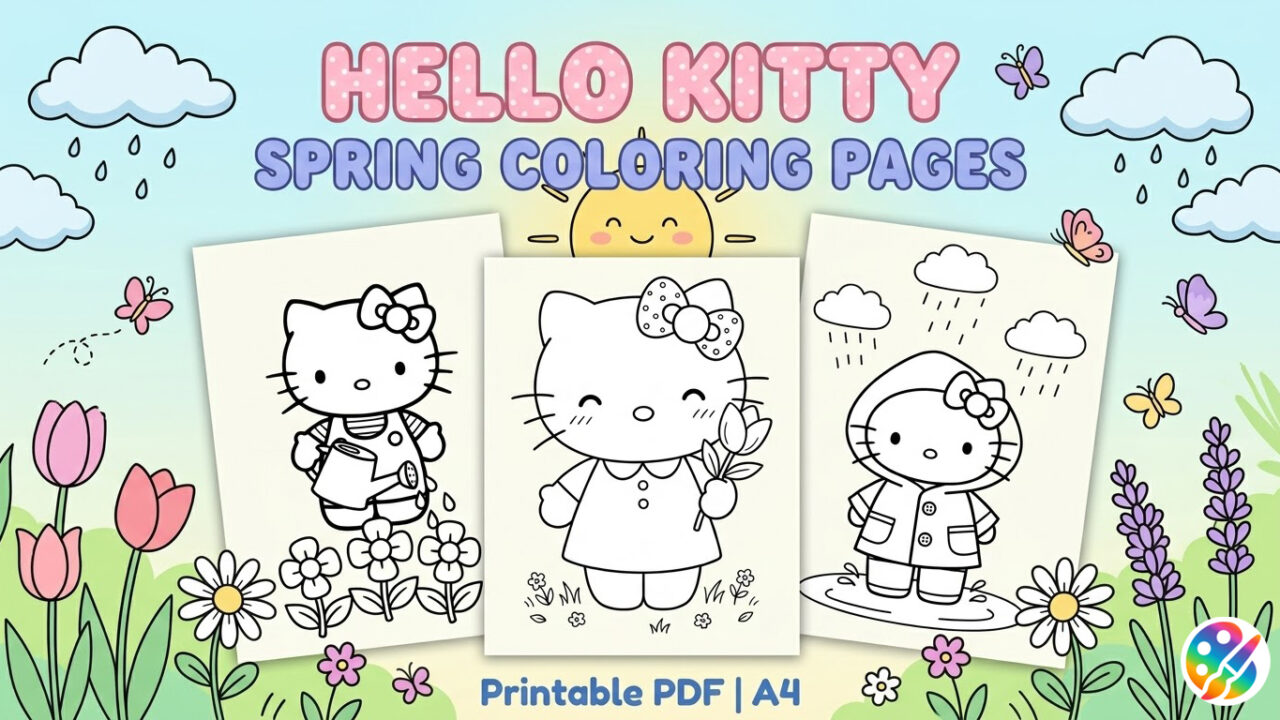 Hello Kitty Spring Coloring Pages
