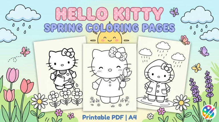 Hello Kitty Spring Coloring Pages