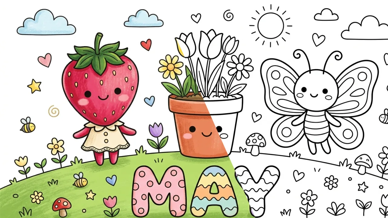 Paginas para colorear de mayo (20 archivos PDF faciles de descargar e imprimir)
