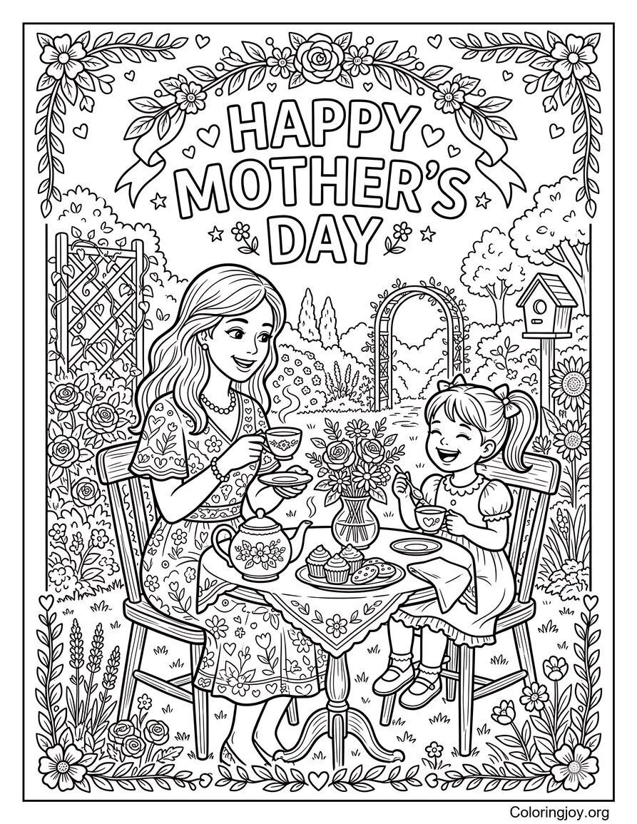 Mother And Daughter Tea Party Happy Mother's Day