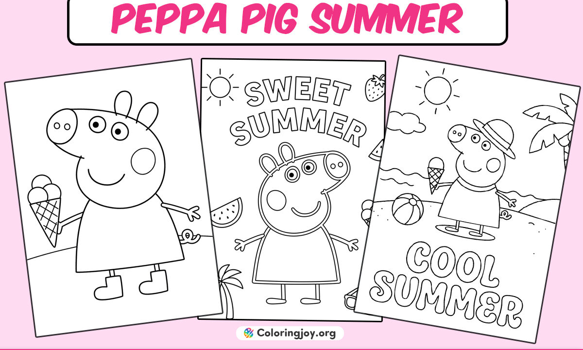 Peppa Pig Summer Coloring Pages
