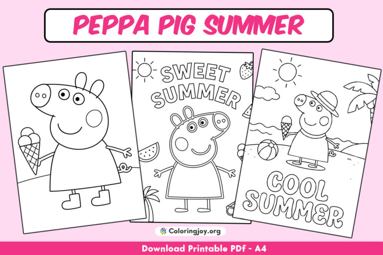 Peppa Pig Summer Coloring Pages
