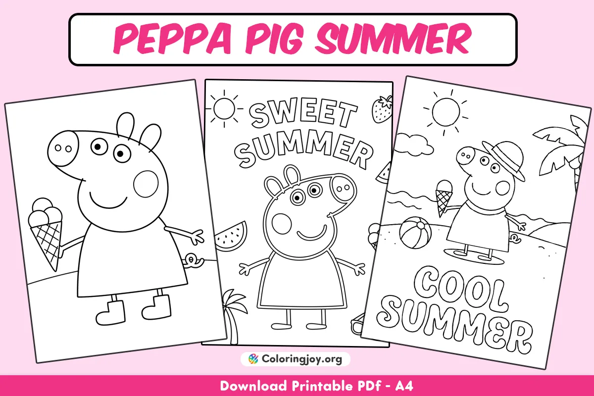 Peppa Pig Paginas para colorear de verano (21 archivos PDF imprimibles gratuitos)