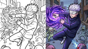 Satoru Gojo Coloring Pages (Free PDFs Printable)