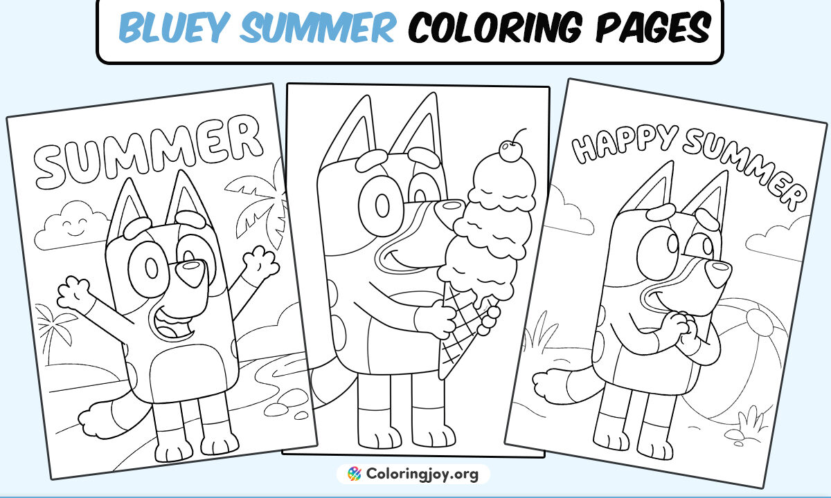 Summer Bluey Coloring Pages