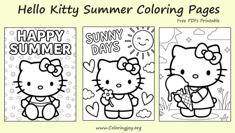 Summer Hello Kitty Coloring Pages