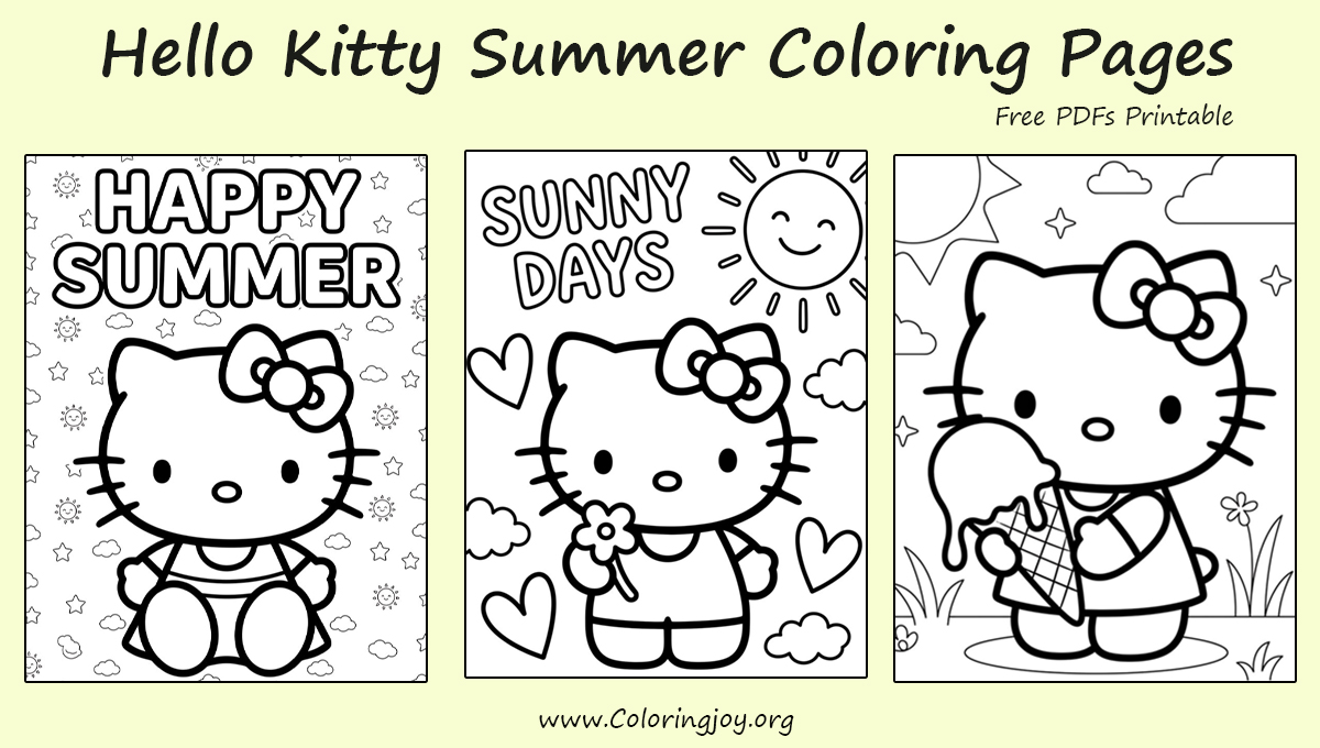 Summer Hello Kitty Coloring Pages