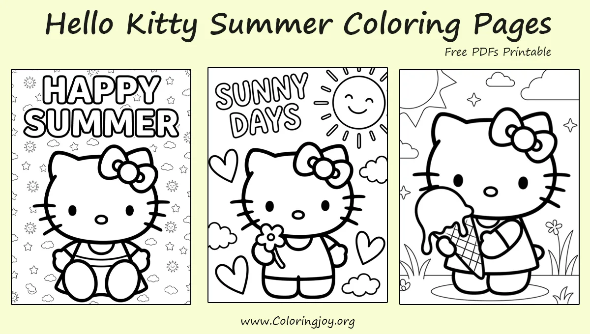 20 Summer Hello Kitty Coloring Pages (Free PDFs Printable)