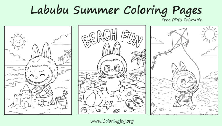 Summer Labubu Coloring Pages