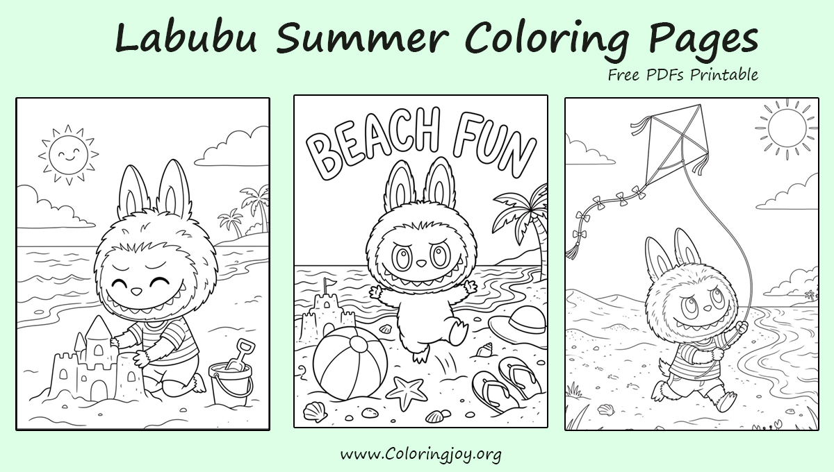 Summer Labubu Coloring Pages