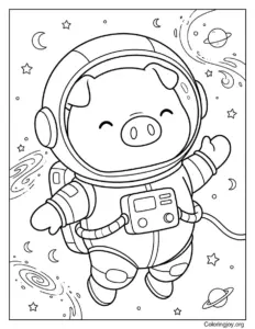 Astronaut Pig Floating in Space Adventure