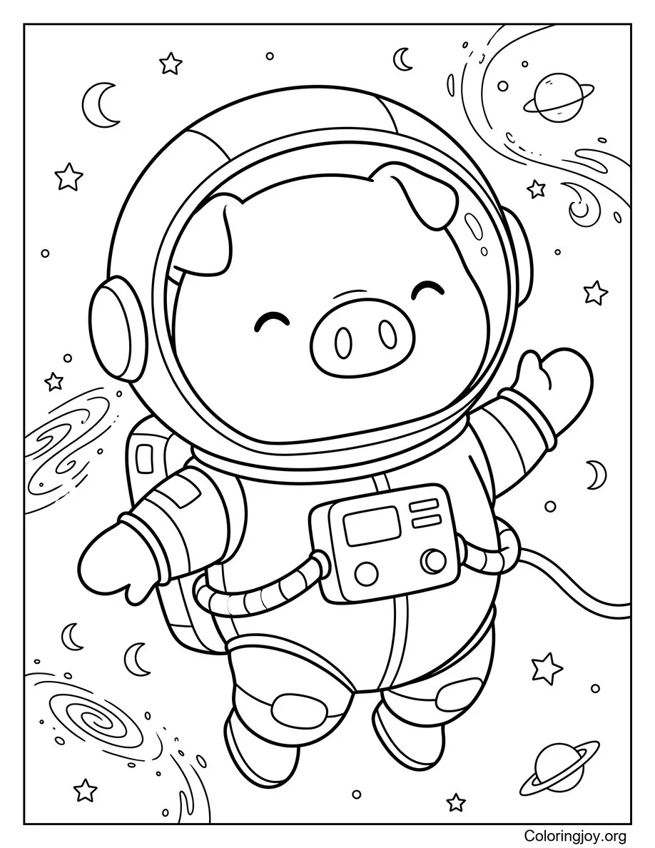 Astronaut Pig Floating in Space Adventure