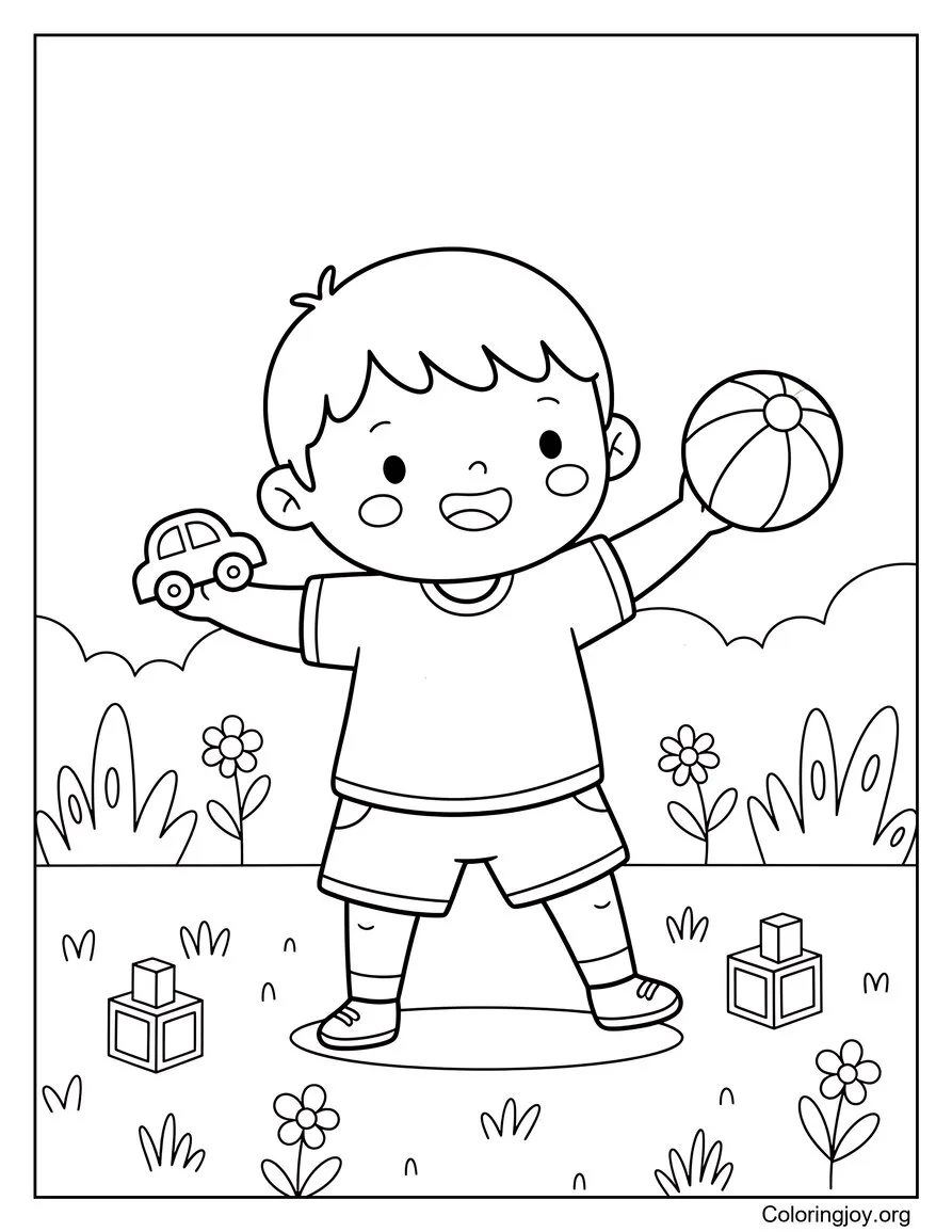Backyard Play Fun Summer Coloring Sheet for Children