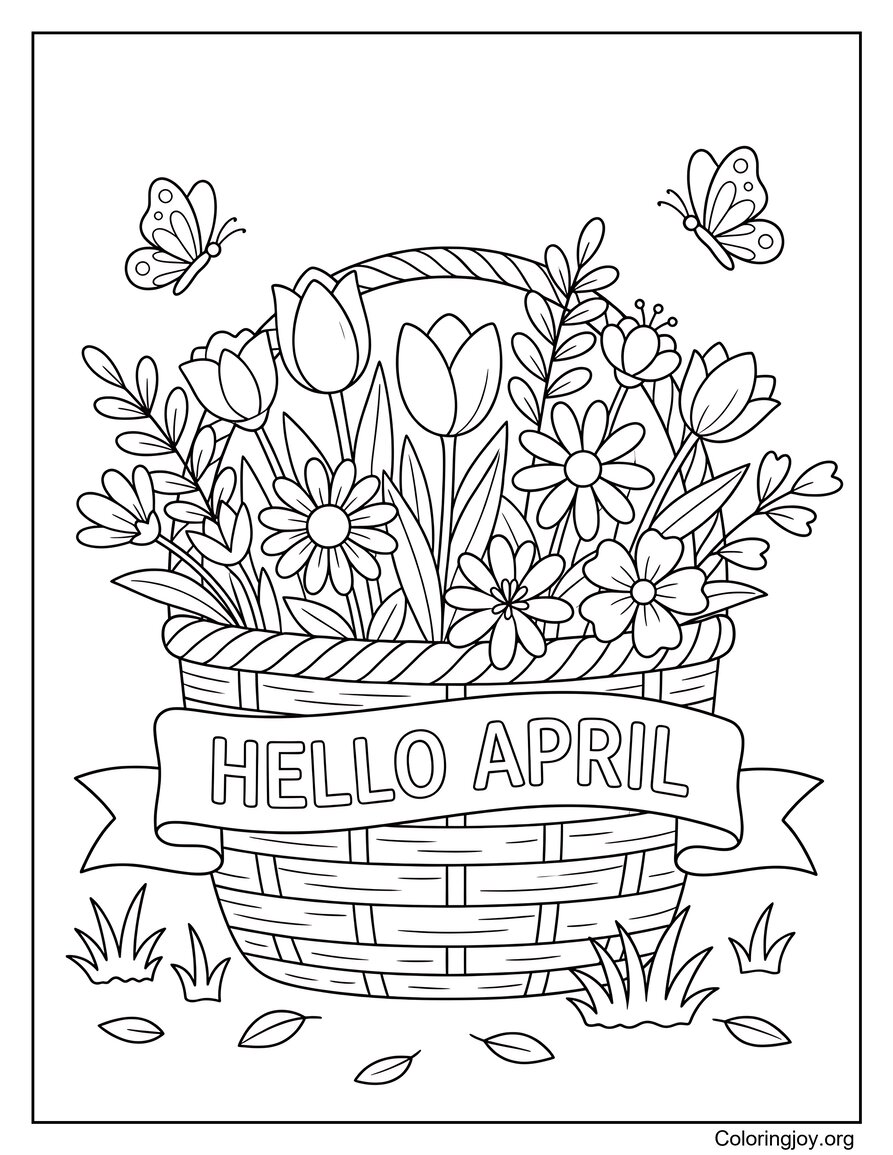 Spring Flower Basket Hello April