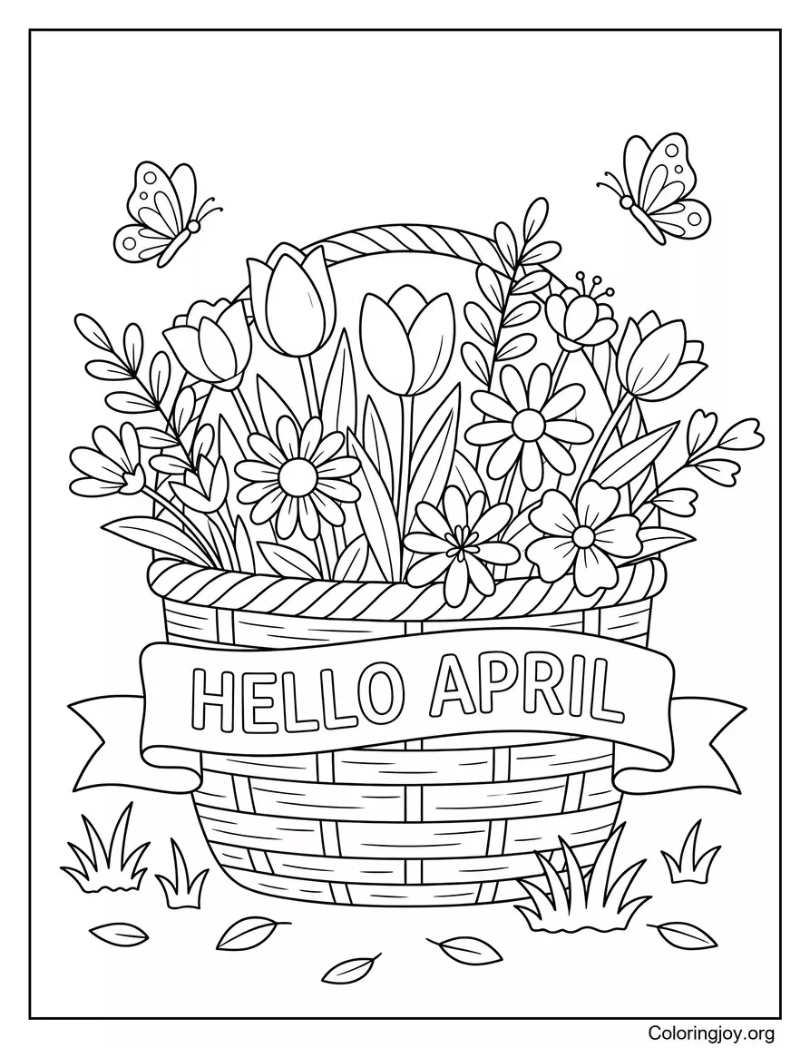 Spring Flower Basket Hello April