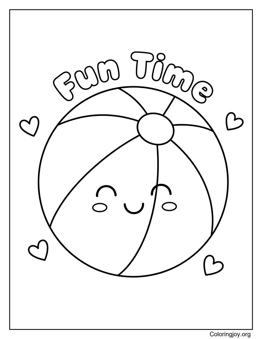 Beach Ball Fun Summer Coloring Sheet Playful Activity