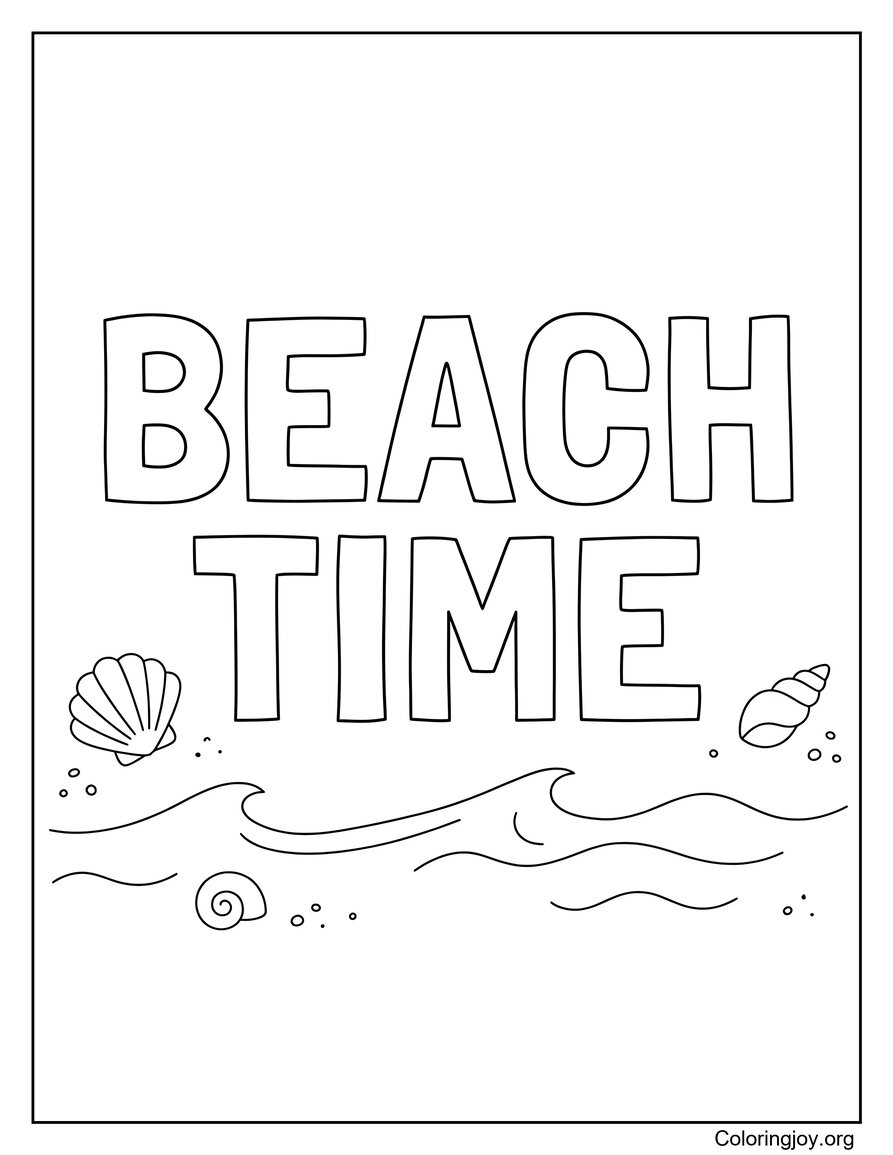 Beach Time Relax Summer Coloring Page Simple Design
