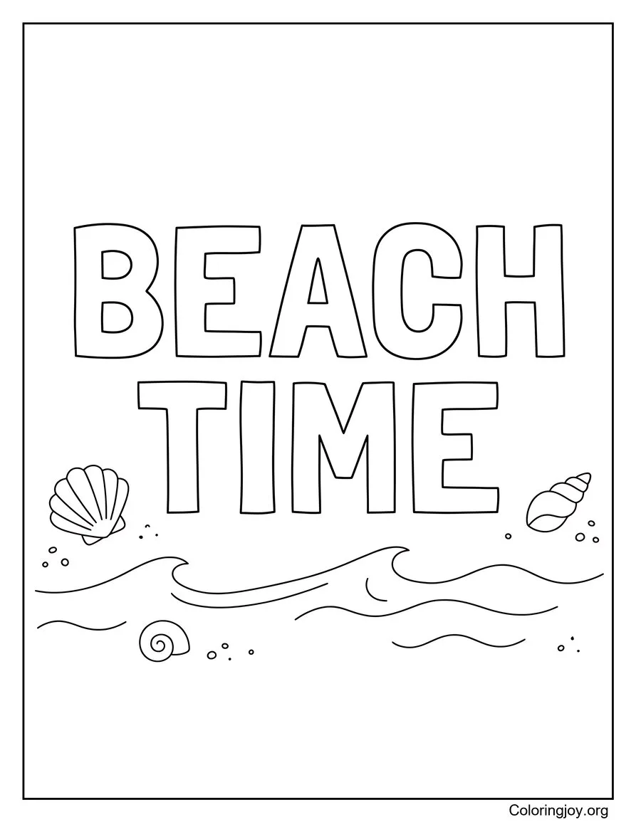 Beach Time Relax Summer Coloring Page Simple Design
