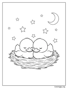 Bedtime Ducklings Under Moon