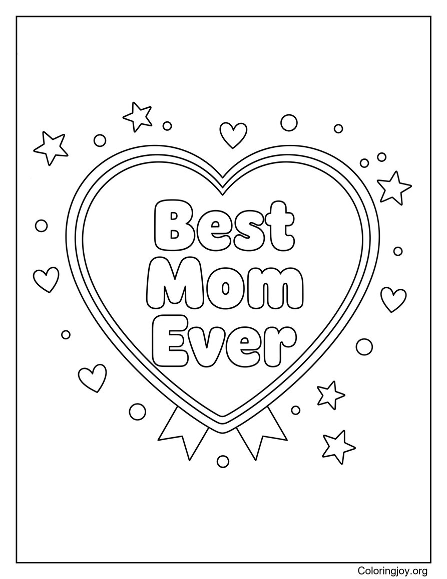 Beste Mutter aller Zeiten, Herzabzeichen zum Ausmalen, einfaches, süßes Design