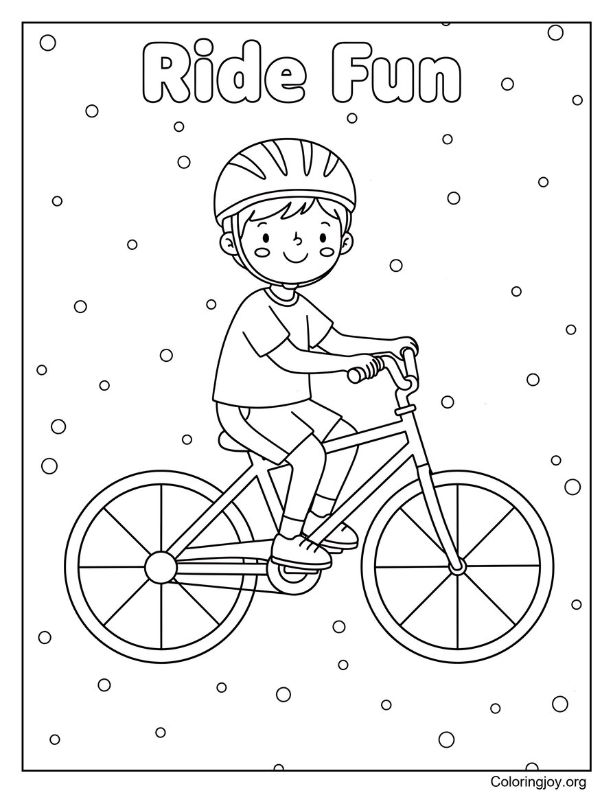 Bike Riding Outdoor Summer Coloring Page Adventure Theme
