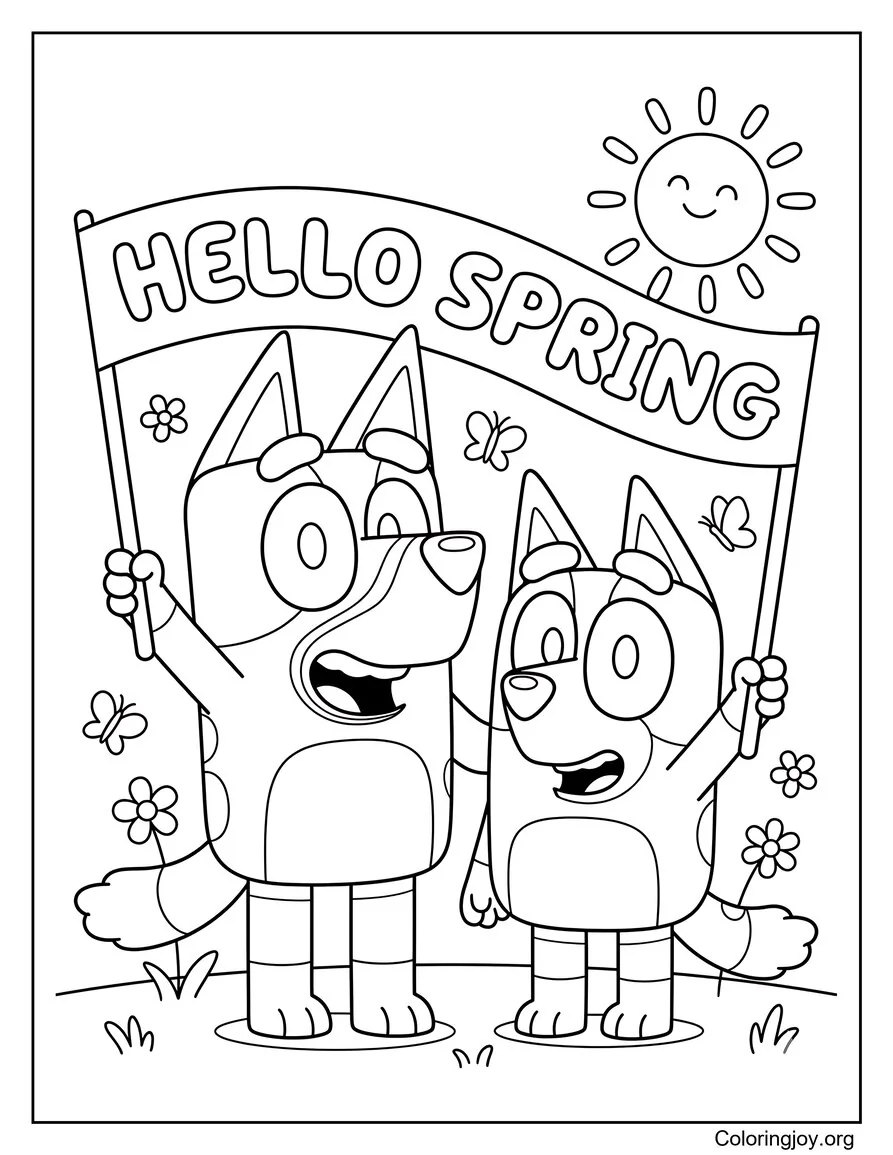 Bluey Spring Coloring Pages (PDFs Easy to Download and Print)