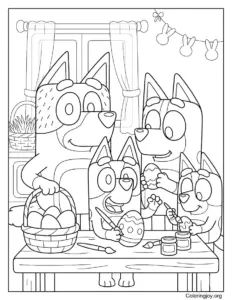 Bluey and Family Easter Prep Coloring Page