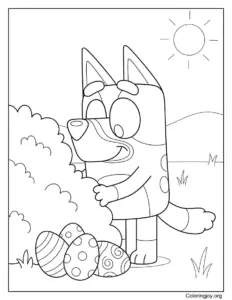 Bluey Backyard Egg Hunt Coloring Page