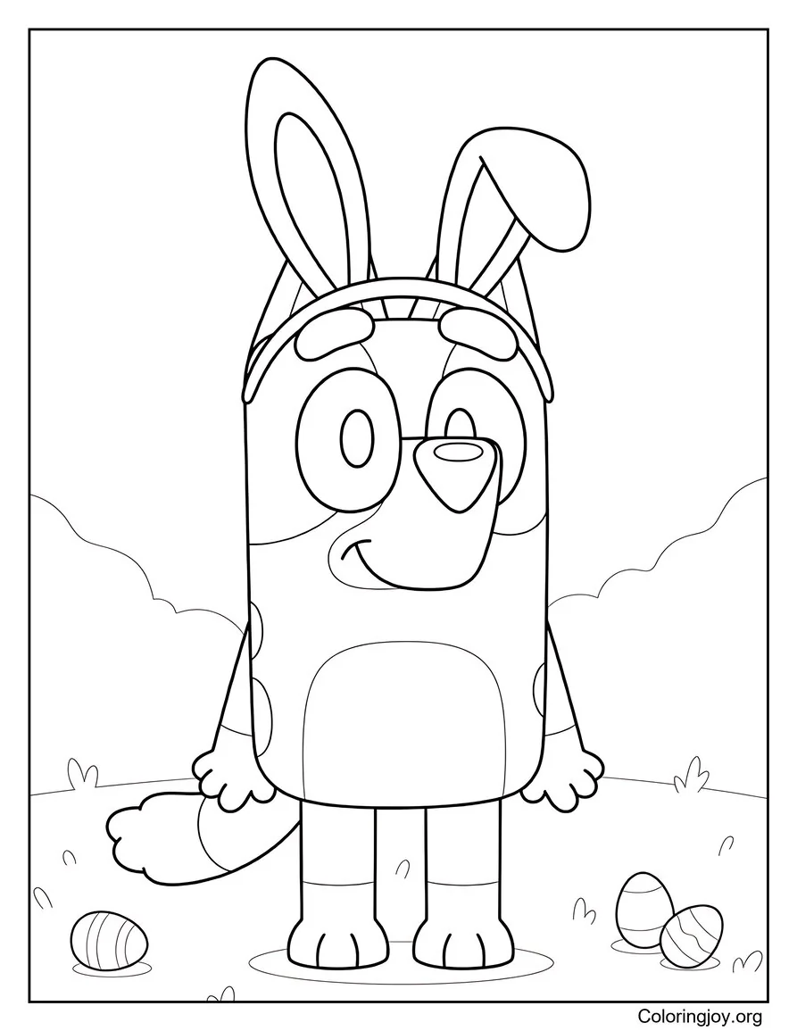 Bluey Bunny Ears Costume Coloring Page