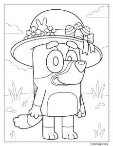 Bluey Easter Bonnet Hat Coloring Page