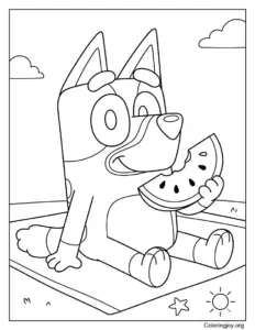 Bluey Enjoying a Juicy Watermelon Slice