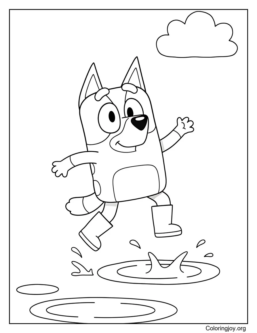Bluey Jumping In Puddles After Spring Rain