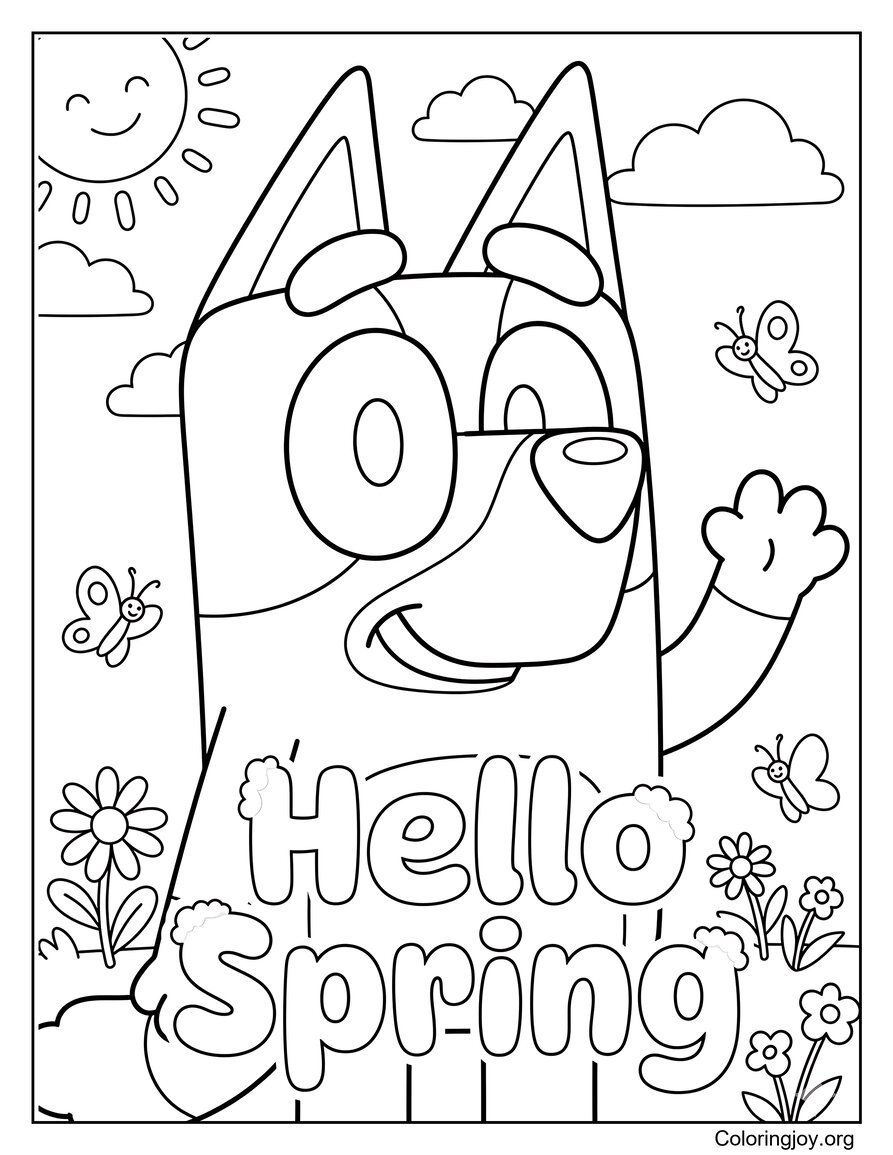 Bluey Saying Hello Spring