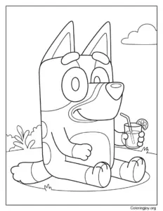 Bluey Relaxing with a Cool Lemonade