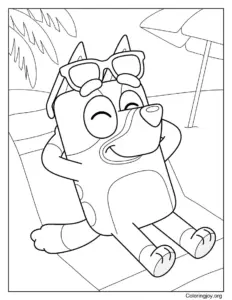 Bluey Chilling in a Relaxed Beach Pose