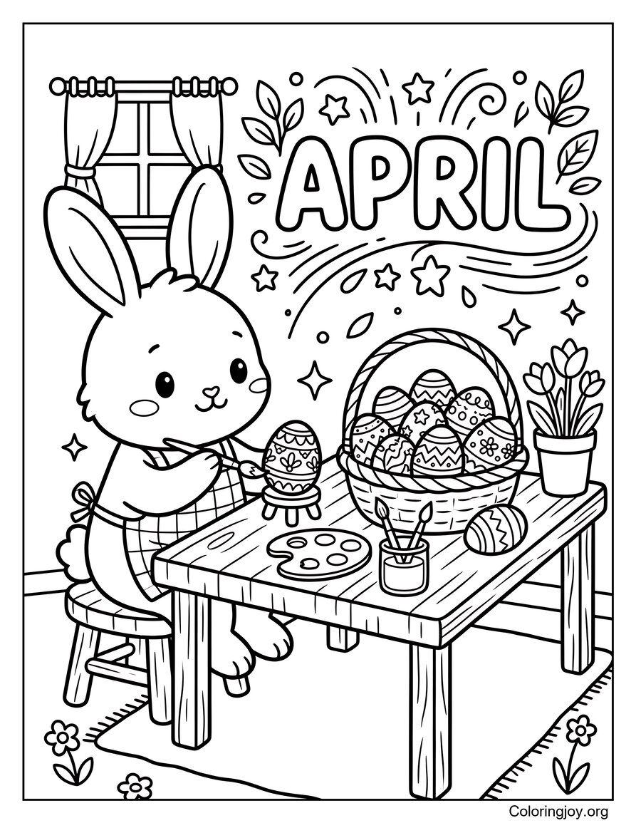 Bunny Painting Easter Eggs