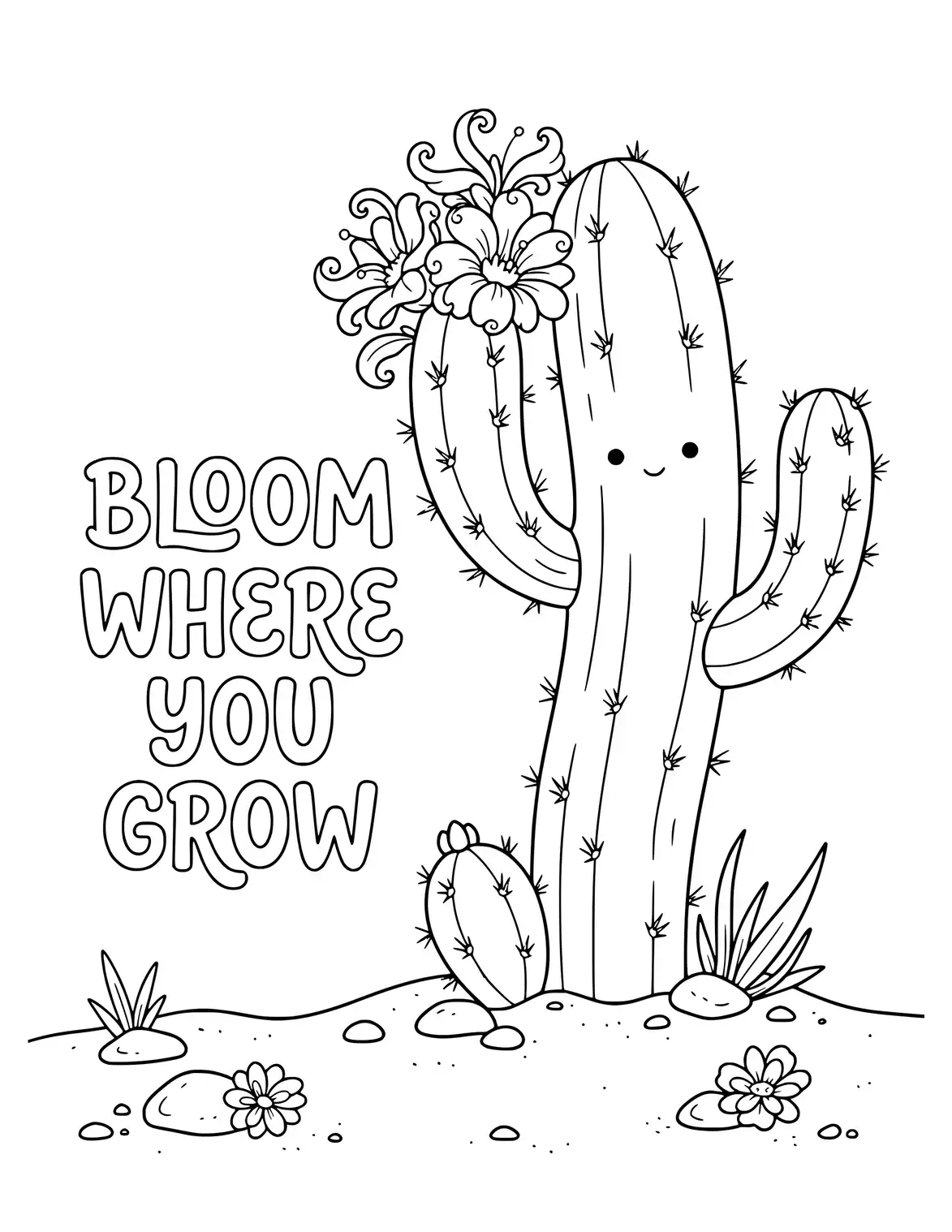 Kawaii cactus with big eyes in a pot.