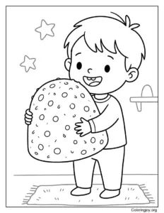 Child Holding A Huge Gumdrop Candy Coloring Page