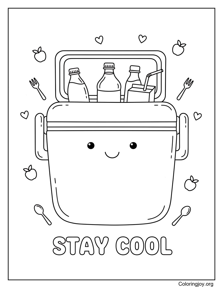 Cooler Box Picnic Summer Coloring Sheet Outdoor Theme