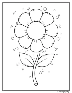 Cute Spring Flower With Round Petals Coloring Page