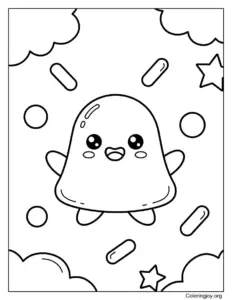 Cute Smiling Gumdrop Character With Tiny Arms Coloring Page