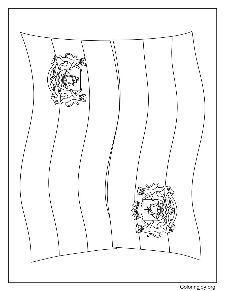 Double Gabon Flags Scene Coloring Page