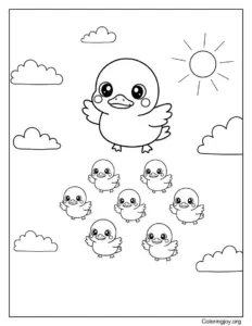 Duck Family Flying In Formation