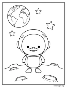 Duckling Exploring The Moon Surface