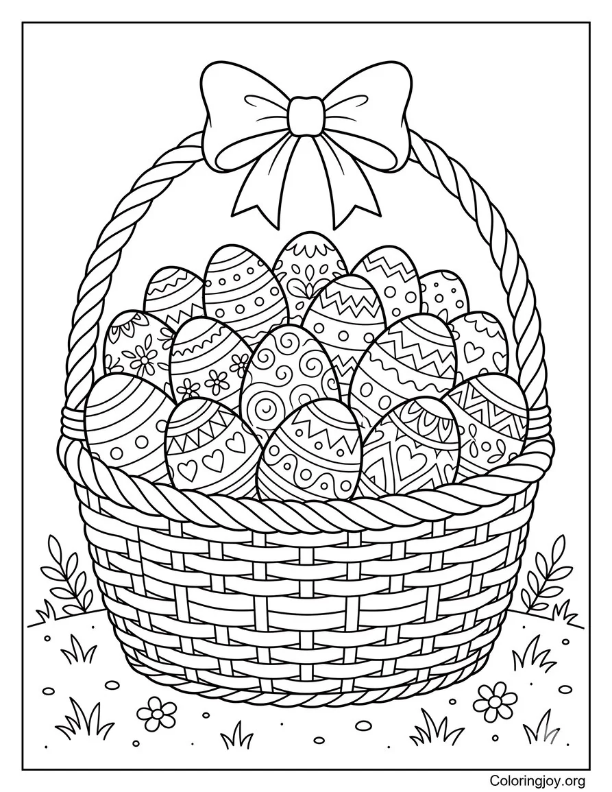 Easter Basket Full of Patterned Eggs