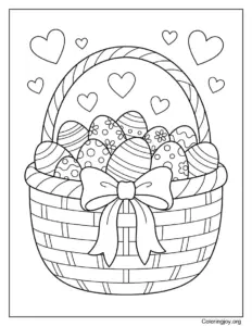 Easter Basket with Bow and Hearts