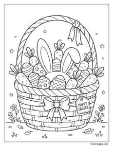 Easter Basket with Carrots and Bunny Ears