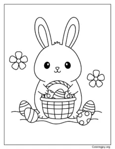 Color this Easy Easter Bunny With Basket