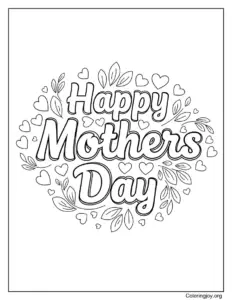 Elegant Script Happy Mothers Day Coloring Page Design